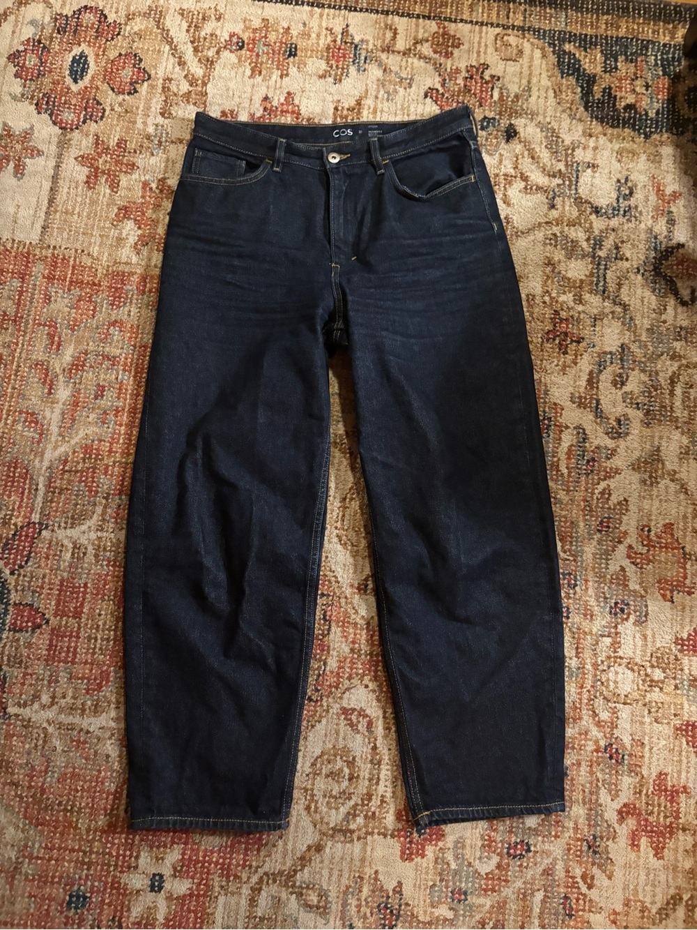 COS Indigo Barrel Jeans